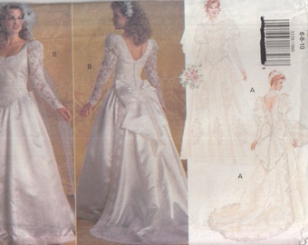 Dress Pattern uncut Jessica McClintock pattern 80s Bridal Gown with Train pattern 34-26.5-36 Princess Seam Modest Bridesmaid Simplicity 9050