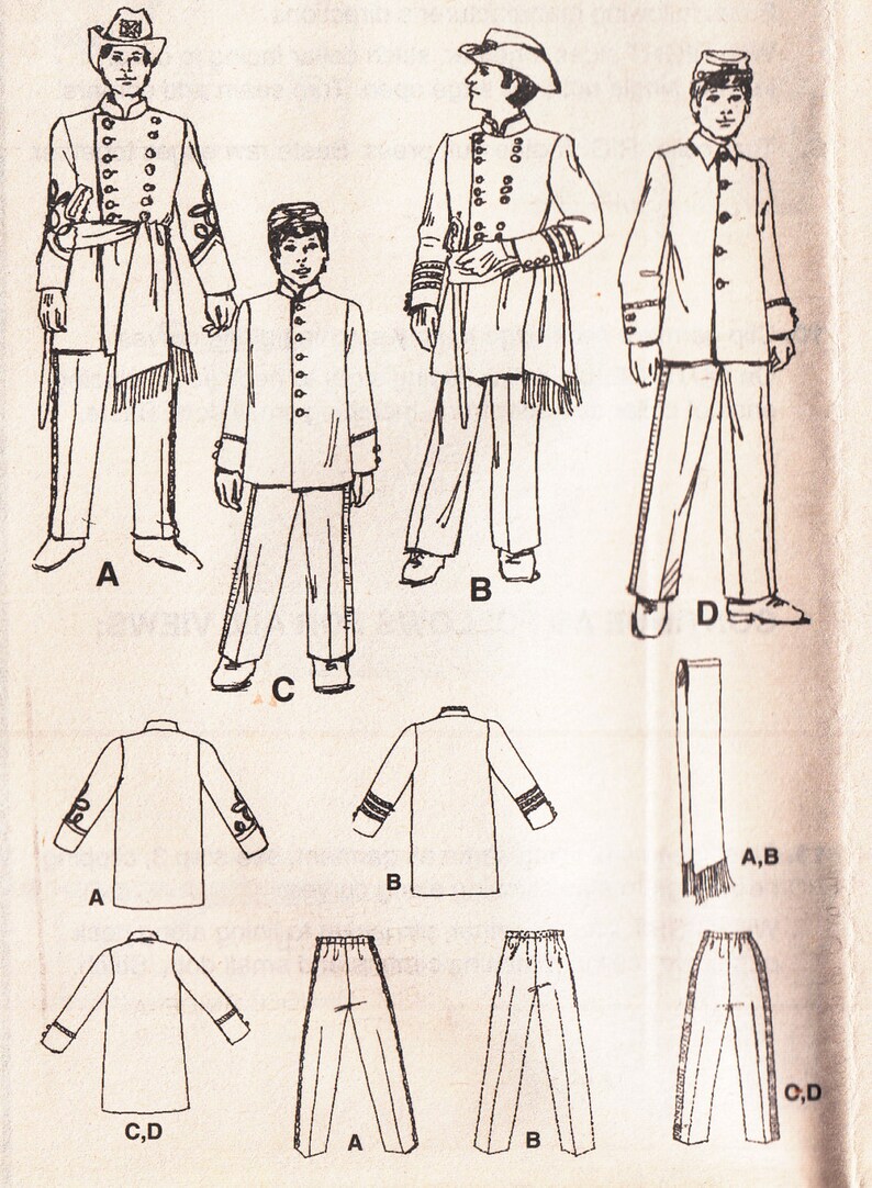 Simplicity 7274 Civil War Uniform Frock Coat and Trousers Etsy