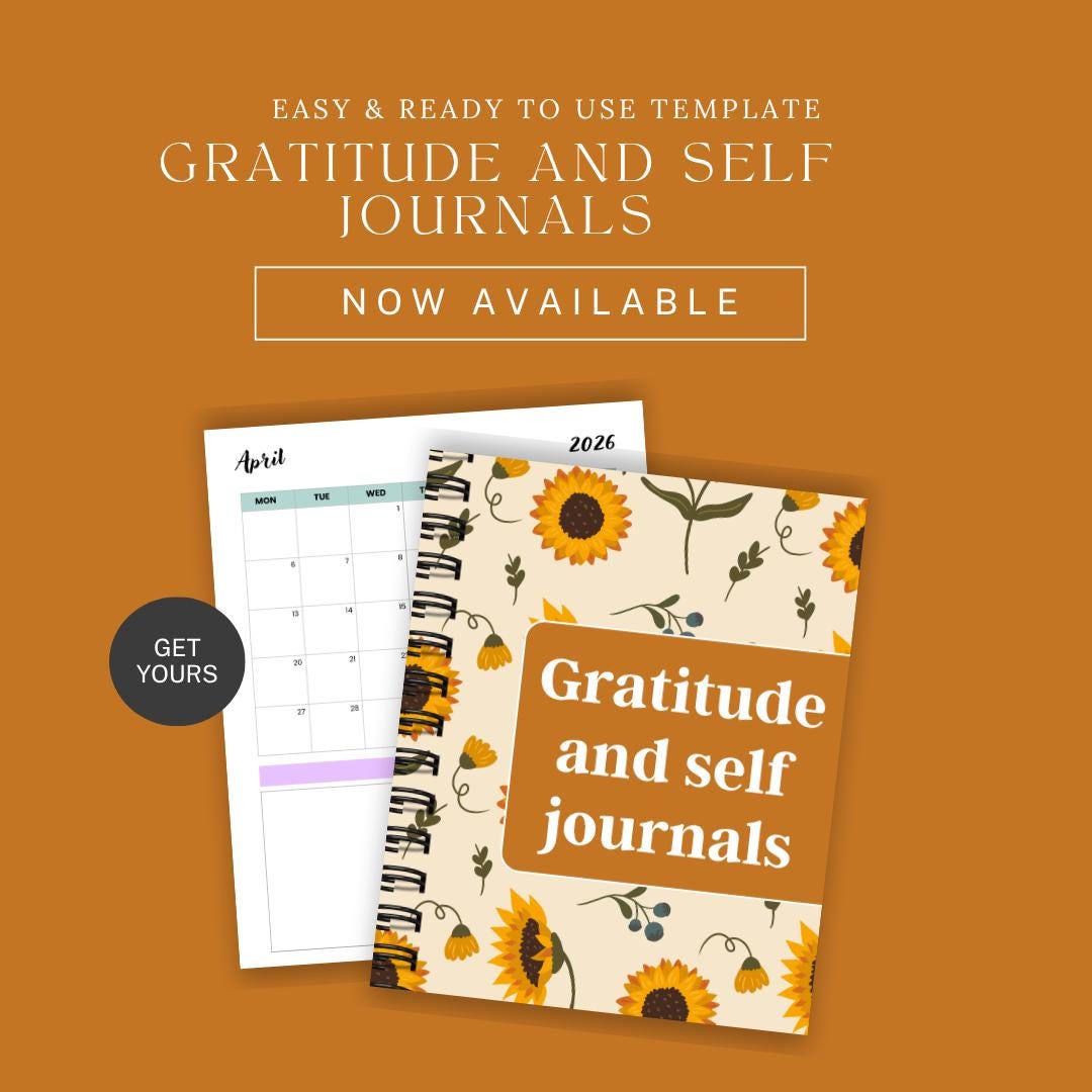 Gratitude & Self Journal Printable | 2026 Monthly Calendar, Wellness ...