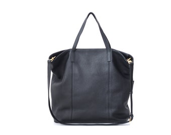 LILA Leather Tote Bag Basic Minimal Leather Tote Bag | Etsy