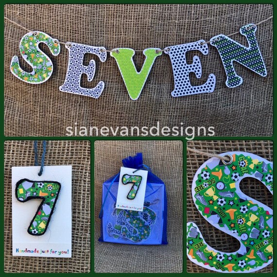 5 Hanging birthday card and pin badge boy birthday bunting age FIVE