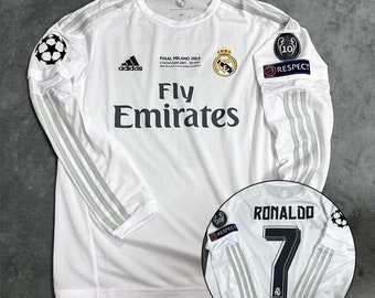 Vintage Real Madrid jersey, #7 Ronaldo long sleeve jersey, Real Madrid retro long sleeve jersey,vintage soccer shirt, vintage jersey
