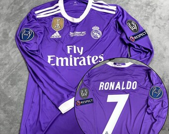 Temporada 2016-2017 Camiseta visitante del Real Madrid, camiseta retro No. 7 Ronaldo, conjunto de camiseta de fútbol de manga corta de la Liga de Campeones