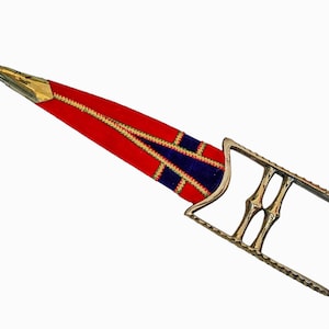 Vintage reproduction indo persian mughal rajpoot katar steel made 12 inch with velvet sheath