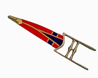 Vintage reproduction indo persian mughal rajpoot katar steel made 12 inch with velvet sheath