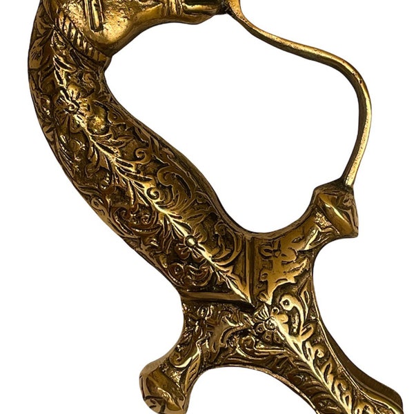 Golden look Rajput sword hilt with engraved carvings