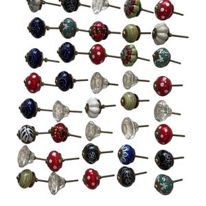 Lot von 40 Stück verschiedene Keramikknöpfe Multicolor Multidesign Küchenschrank Schublade zieht Hardware Knöpfe Schrankknöpfe Schubladenknäufe