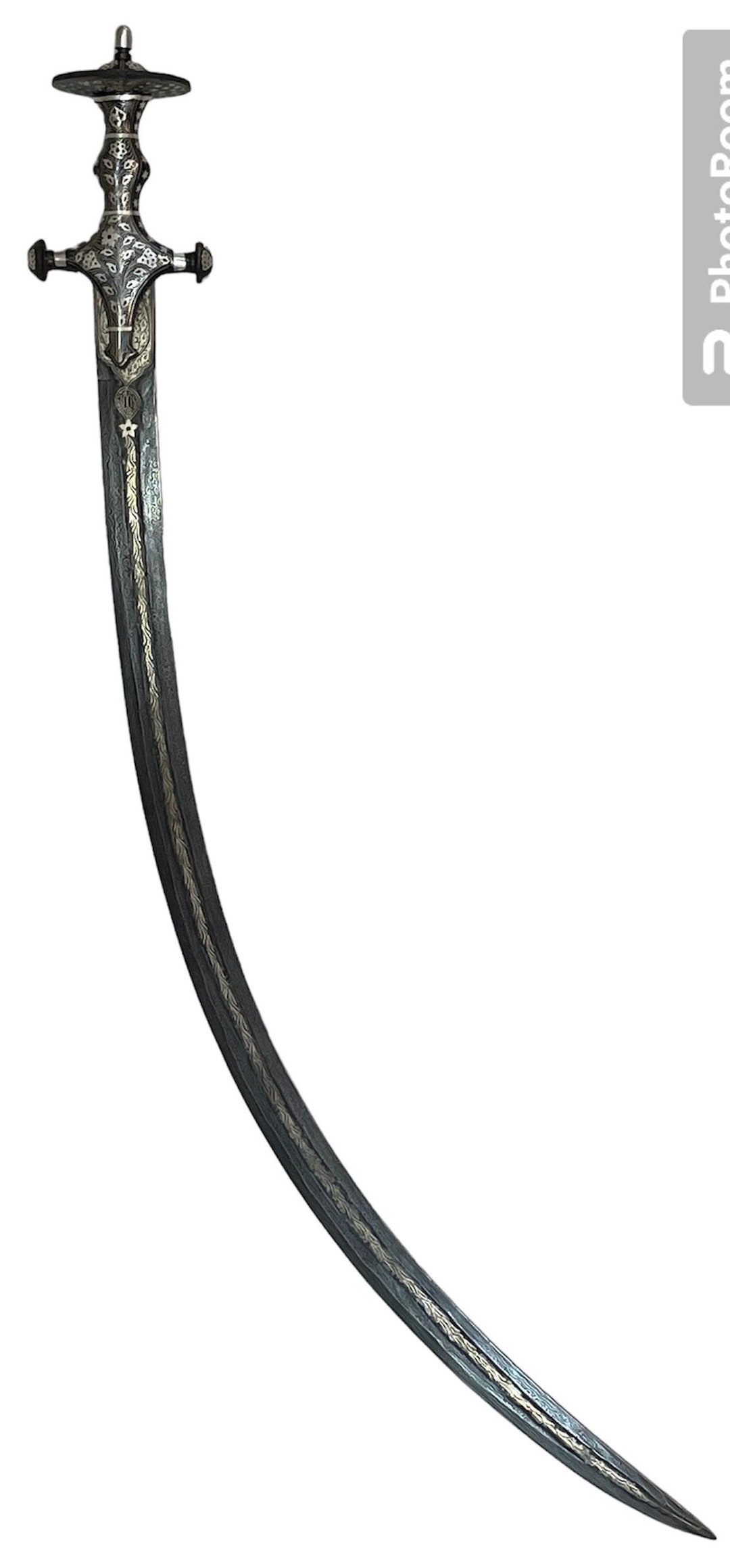 Shamshir Sword Una Silver Koftgari Worked With Damascus Steel Blade ...
