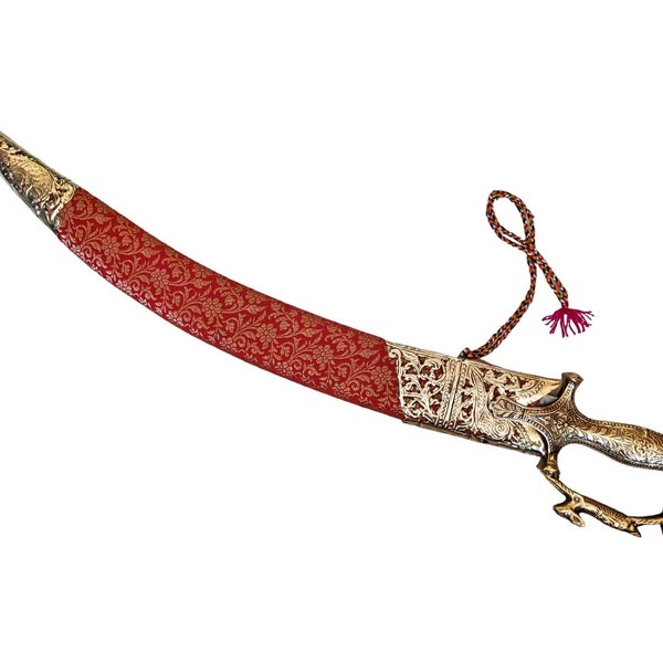 Indian sword maroon color Indian wedding sword lion face hilt