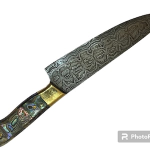 Custom Handmade Damascus Chef Knife Mother of pearl handle