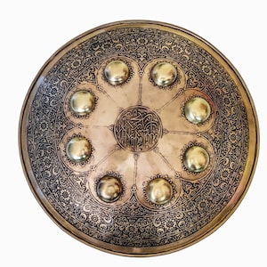 Handcrafted decorative shield 16 inch with Arabic engraving