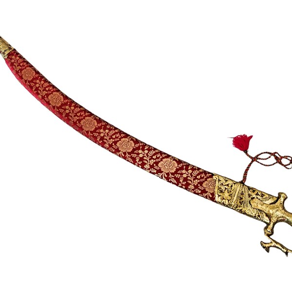 Handcrafted Wedding Sword with Mahroon color wedding fabric sheath  35 inches