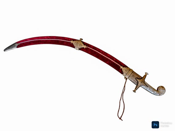 シャムシール剣、オスマン帝国の剣、ダマスカスの刃とアワビの柄を持つ