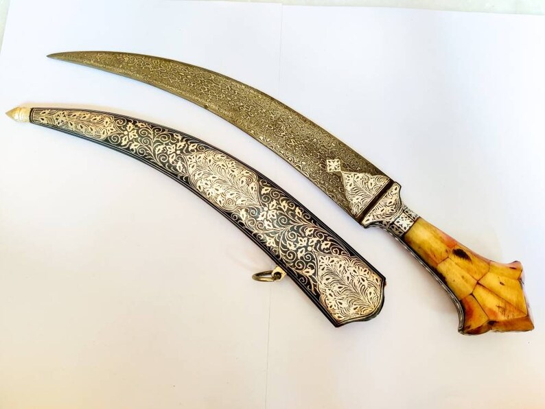 Ottoman Islamic Yemen Silver Arabian Jambiya Dagger Koftgari Etsy