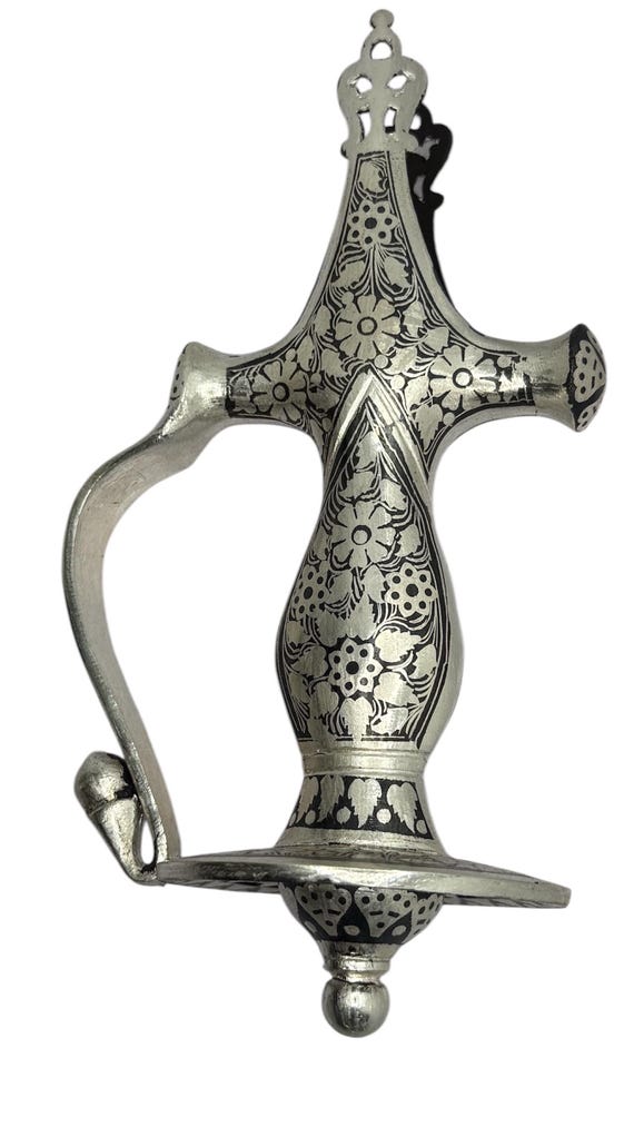 Sterling Silver Kofthgiri Worked Rajput Sword Hilt - Etsy