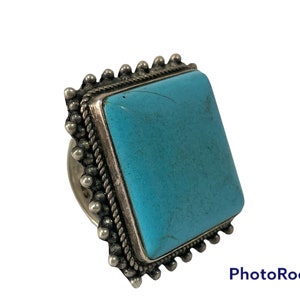 Sterling silver made Feroza turquoise stone fitted unisex wedding ring