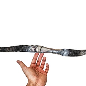 Vtg Mughal Islamic ottoman Silver Damascened Bow Damascus Steel Bow Archery