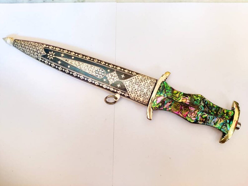 Modern Reproduction German ss Dagger with mother of pearl handle and Silver worked