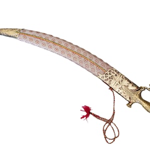Handgefertigtes Rajput Hochzeitsschwert mit Scheide Löwengesicht 61 cm Pink