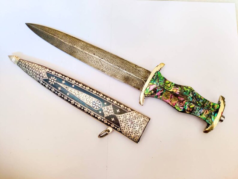 Modern Reproduction German ss Dagger with mother of pearl handle and Silver worked