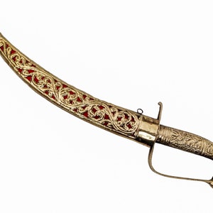 Golden look Handcrafted Indian Sikh Wedding Kirpan Brass scabbard 13”