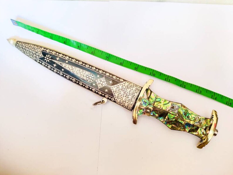 Modern Reproduction German ss Dagger with mother of pearl handle and Silver worked