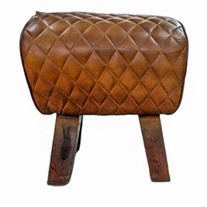 Leather footstool, Luxury 100% Leather Stool, Pommel horse style bench, Footstool, Ottoman stool, Mini footstool