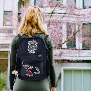 Black Backpack with Punk Themed Patches