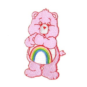 Pink care bear embroidered iron on patch