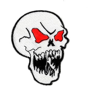 Skull with red eyes embroidered iron on Skull