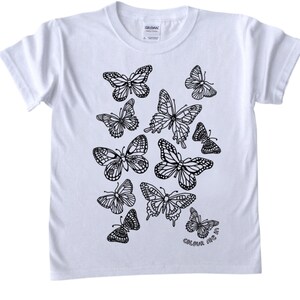 Girls T shirt to Colour in - Multi Butterflies Design  (Fabric Pens sold separately)