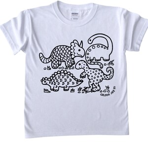 Mädchen T-Shirt zum Ausmalen - Dinosaurier Design (Stoffstifte separat erhältlich)
