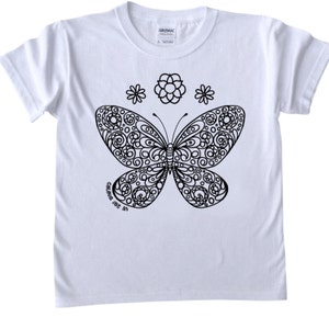Girls T shirt to Colour in - Butterfly Design  (Fabric Pens sold separately)