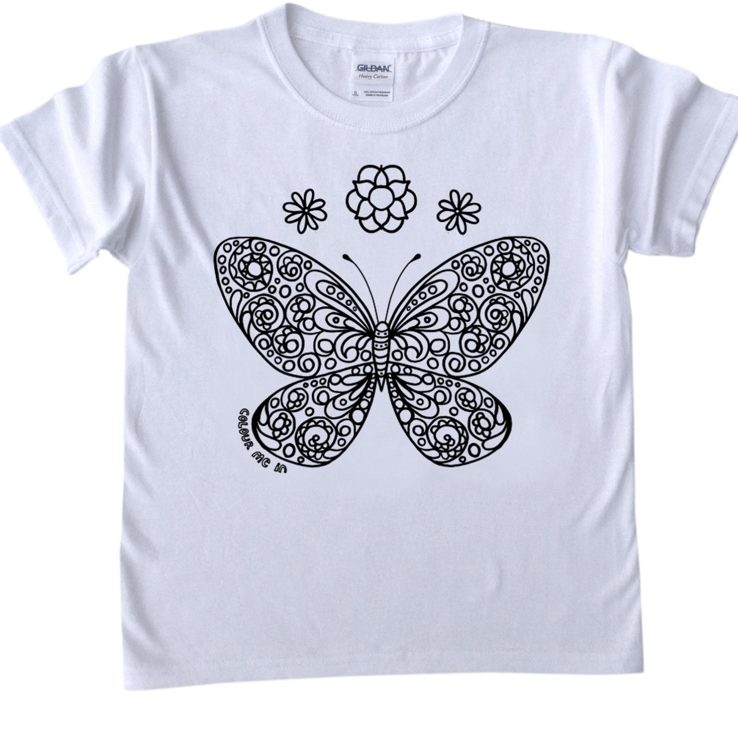 Girls T Shirt to Colour in Butterfly Design Doodle Colouring - Etsy UK