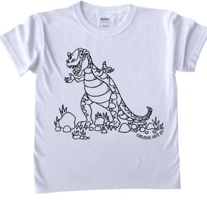 Mädchen T-Shirt zum Ausmalen - T-Rex Design (Stoffstifte separat erhältlich)