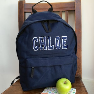 Personalised Rucksack Appliqué Name Varsity Style Letters Backpack
