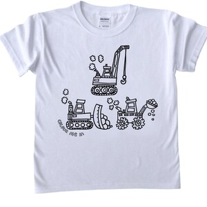 Mädchen T-Shirt zum Ausmalen - Diggers Design (Stoffstifte separat erhältlich)
