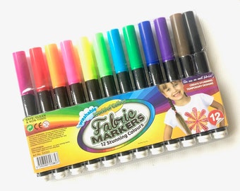 Fabric Pens T Shirt Markers Colouring in Permanent Fabric Pens Colours Regular Colours Machine washable Colour in White Pumps Doodle Art