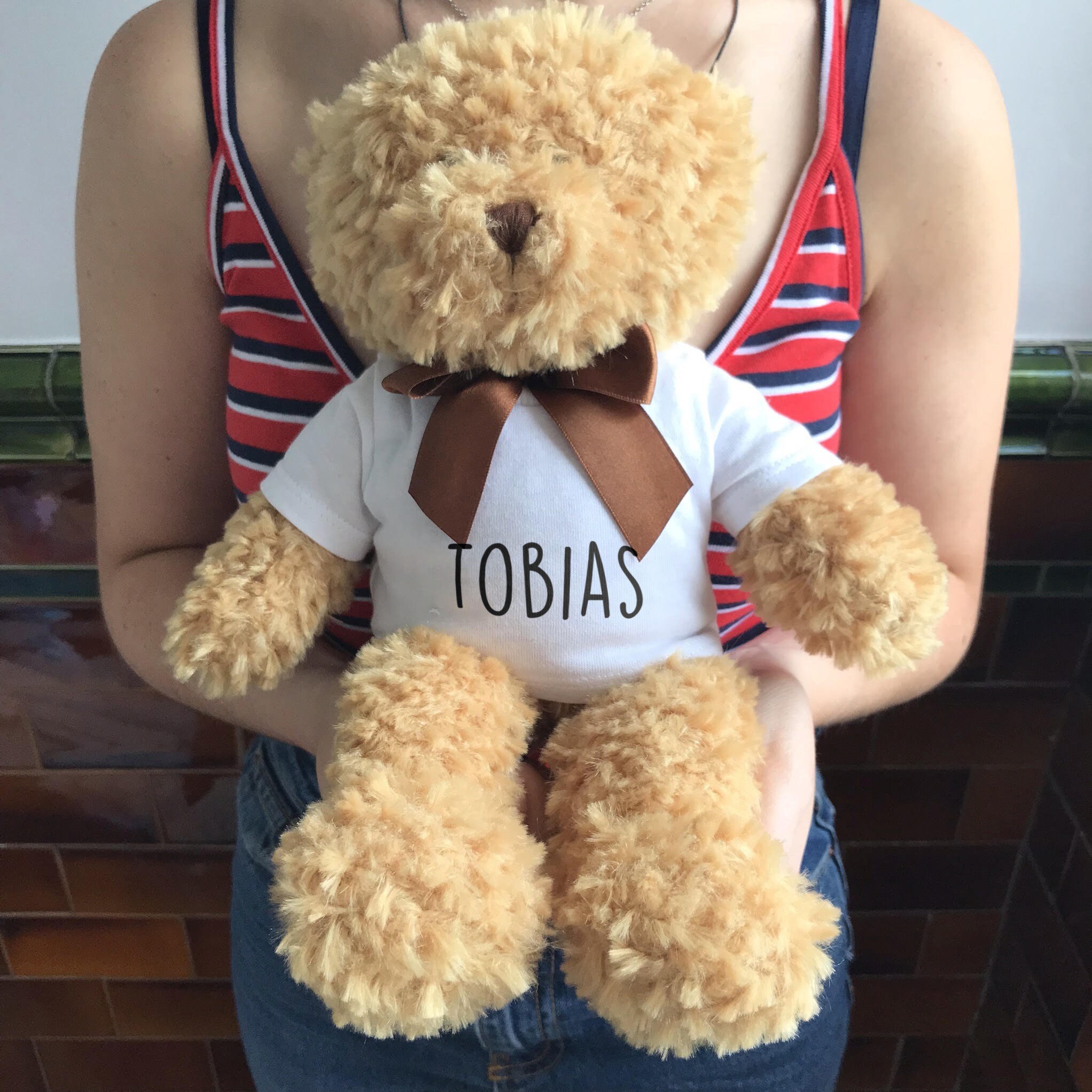 Personalised Traditional Teddy Bear In T-Shirt