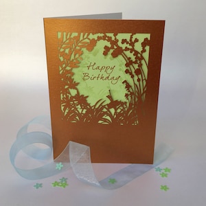 Alles Gute zum Geburtstag Grußkarte Papier geschnitten Geburtstag Kupfer Perle Board