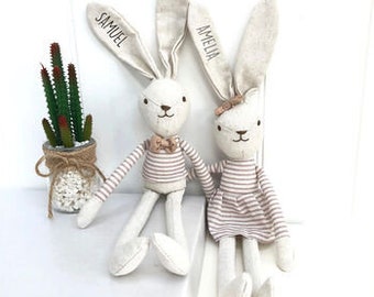 Personalised Soft Toy Linen Hare