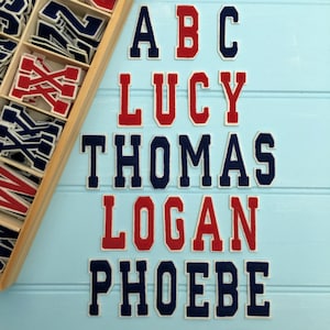 Embroidered Iron On Patch Varsity Alphabet Letters Custom Name Initials Boys Girls Clothes T Shirt Jeans Jacket Top Applique Large Letters
