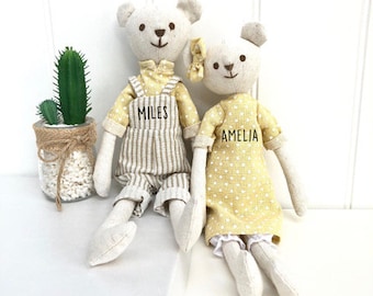 Personalised Soft Toy Linen Bear