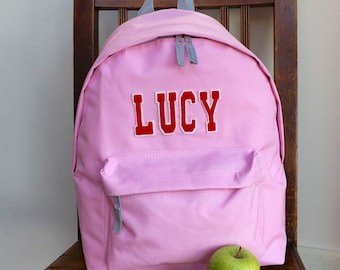 Appliqué Any Name Rucksack Varsity Uni Student Style Letters Backpack Girls and Boys School Gym School Swimming Bag Ballet