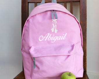 Personalised Ballet Backpack with ANY NAME Kids Children Nursery Gym School Student Rucksack