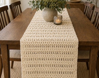 Twisted Cable Farmhouse Boho Style Crochet Table Runner Pattern | Instant Digital Download PDF