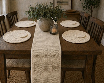 Crochet Table Runner Pattern | Twisted Cable Farmhouse Boho Decor (Digital Download)