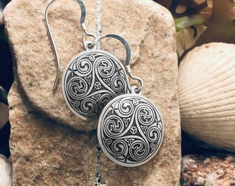Tiny Celtic Spiral Earrings Handmade Celtic Art Sterling Silver Statement Ireland Jewelry Book of Kells Triskel Scotland