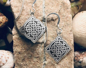 Tiny Celtic Knot Silver Earrings Shield jewellery Celtic Art Etched in Sterling Silver Irish Handmade Jewelry Scotland