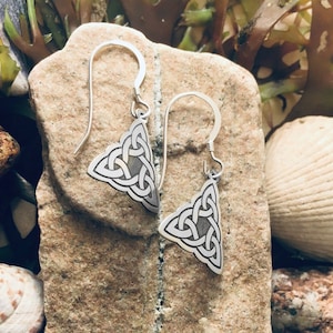 Tiny Trinity Earrings Celtic Knot jewellery Celtic Art Etched in Sterling Silver Irish Handmade Jewelry Scotland